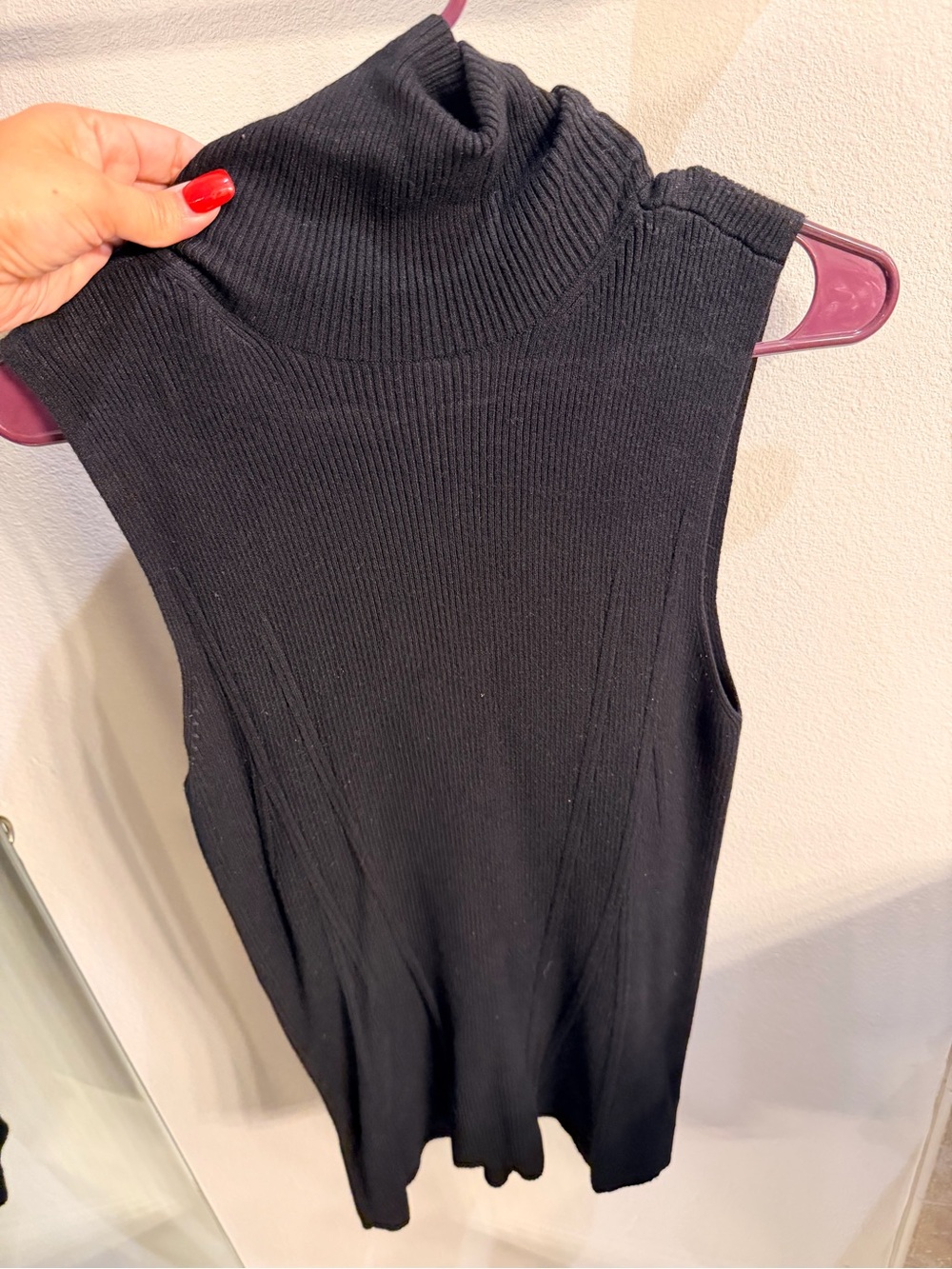 Express Black Sleeveless Turtleneck Ribbed Knit Top